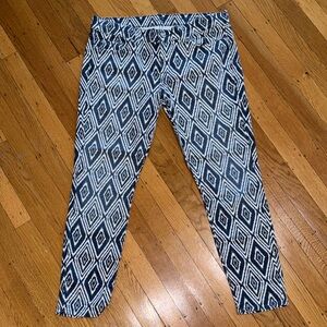 7 For All Mankind Blue & White Diamond-Print Skinny Jeans